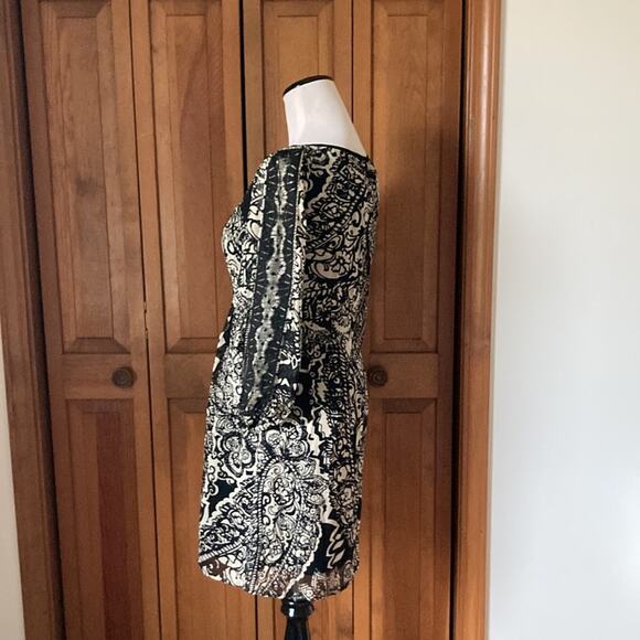 Nanette Lepore 100% Silk Cream & Black Shift Dress, Size 0 - Picture 6 of 12